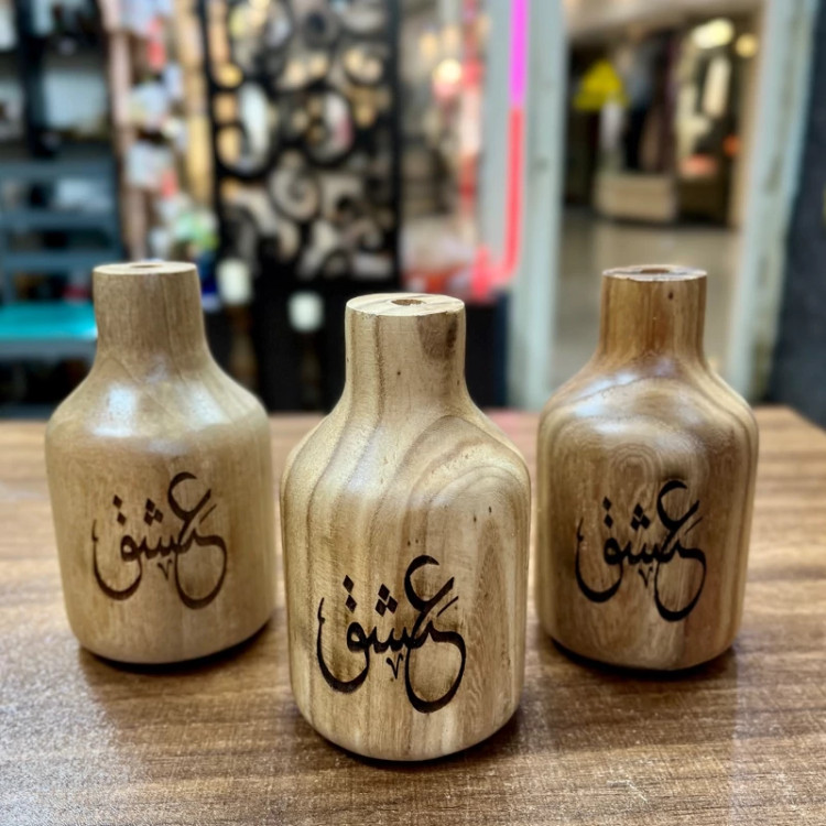 گلدان چوبی حکاکی