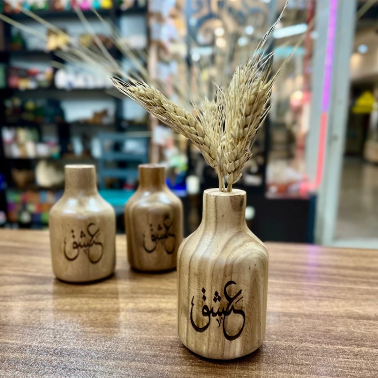 گلدان چوبی حکاکی