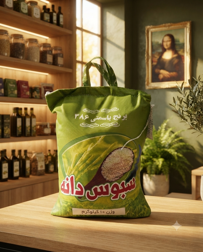 برنج باسماتی سبوس دانه کد ۳۸۶ اصل باسماتی ۱۰ کیلویی